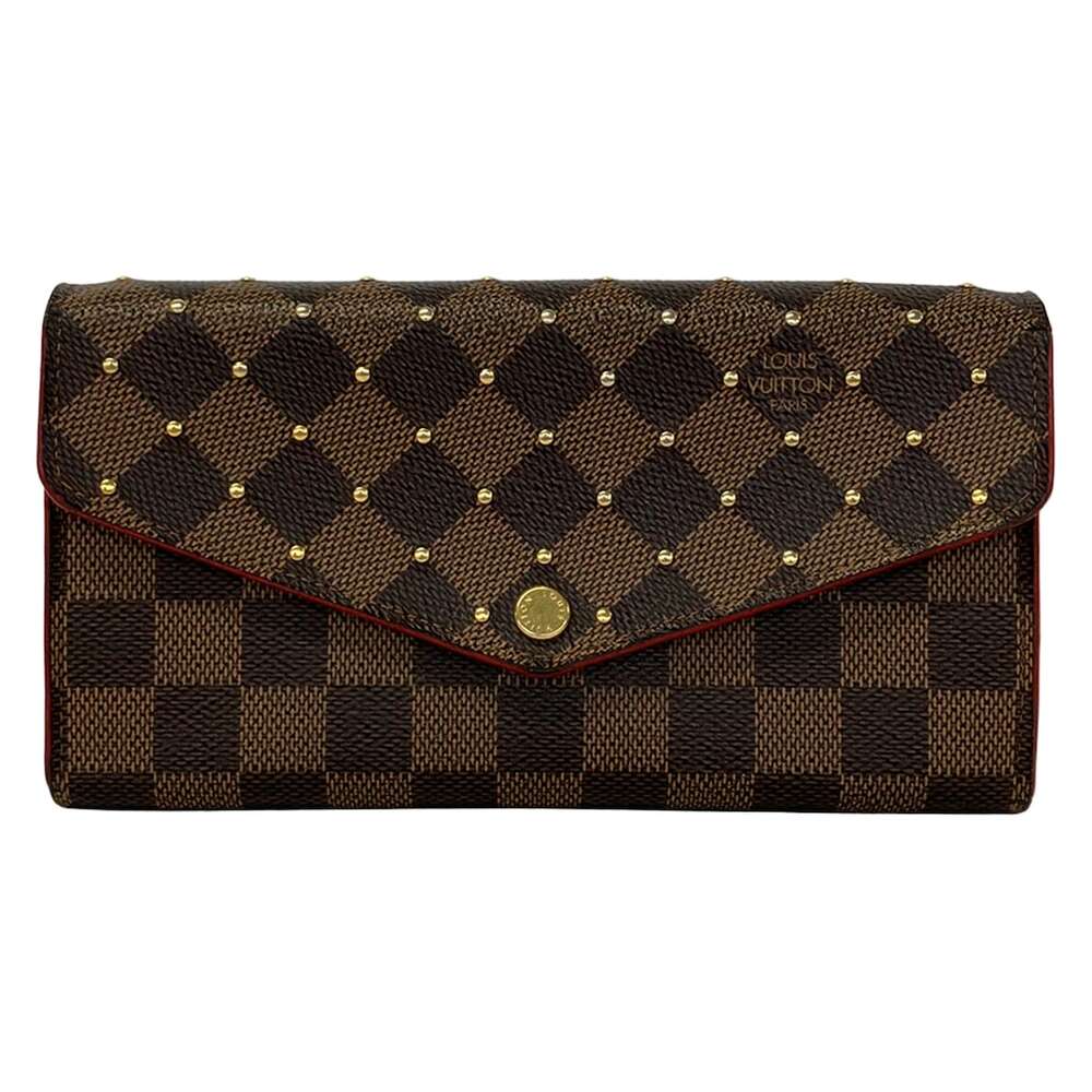 Louis Vuitton Portefeuille Sarah Damier Studs Long Wallet N60123 Ebene Rouge